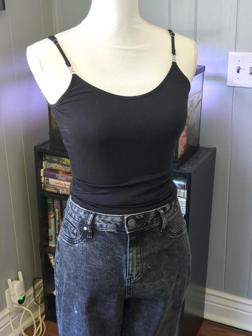 eye candy Black Adjustable Spaghetti Strap Camisole